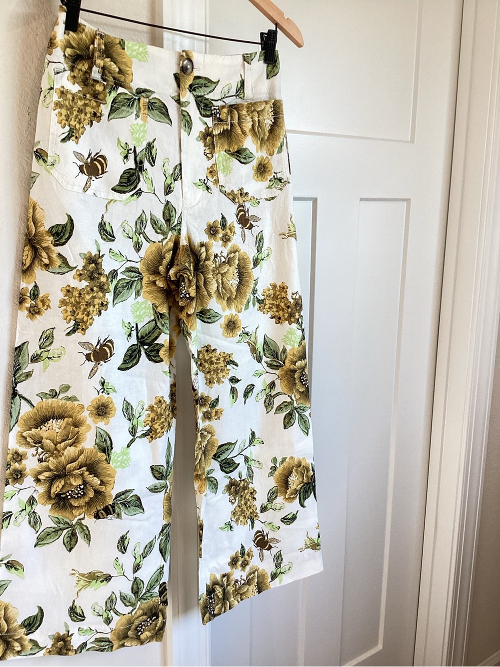 Anthropologie Colette Pants Maeve Linen Blend High Rise Cropped Wide Leg New 27 - Picture 6 of 15